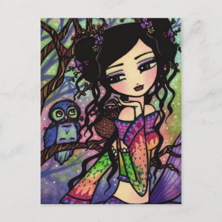 Cartão Postal Rapariga de Arte de Fantasia de Fada de Sereia