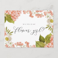 Rapariga de Flor Russo Peach Watercolor Hydrangeas