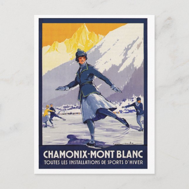 Cartão Postal Rapariga de gelo na região de Chamonix-Mont Blanc (Frente)