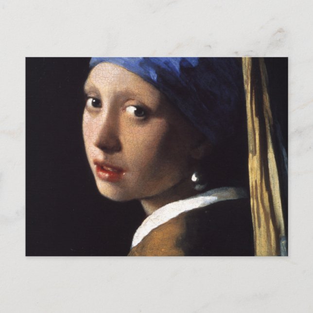 Cartão Postal Rapariga de Johannes Vermeer com pérolas (Frente)
