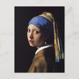 Cartão Postal Rapariga de Johannes Vermeer com um brinco de pér