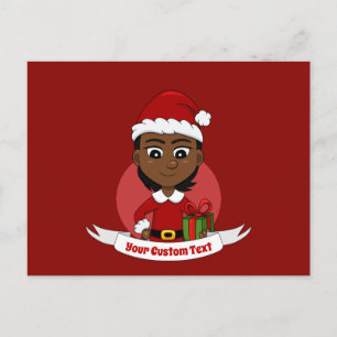 Cartão Postal Rapariga de Natal afro-americana com cabelo curto