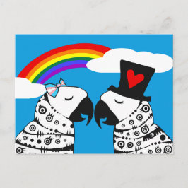 Cartão Postal Rapariga de papagaio transgênero com Namorado