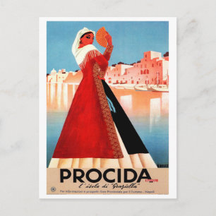 Cartão Postal Rapariga de Procida, Nápoles, Itália