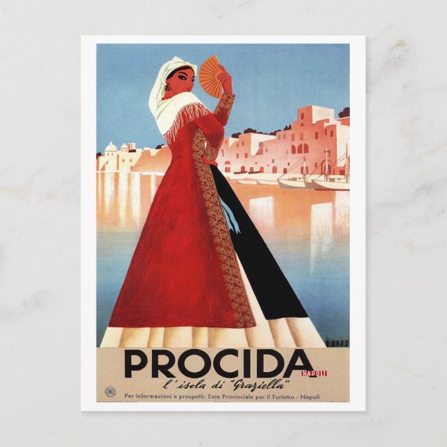 Cartão Postal Rapariga de Procida, Nápoles, Itália (Frente)