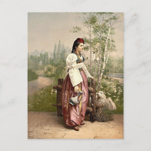 Cartão Postal Rapariga de Sarajevo, Bósnia, Áustria-Hungria cl