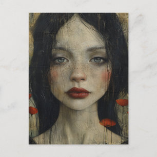 Cartão Postal Rapariga e papagaios Russos Grunge