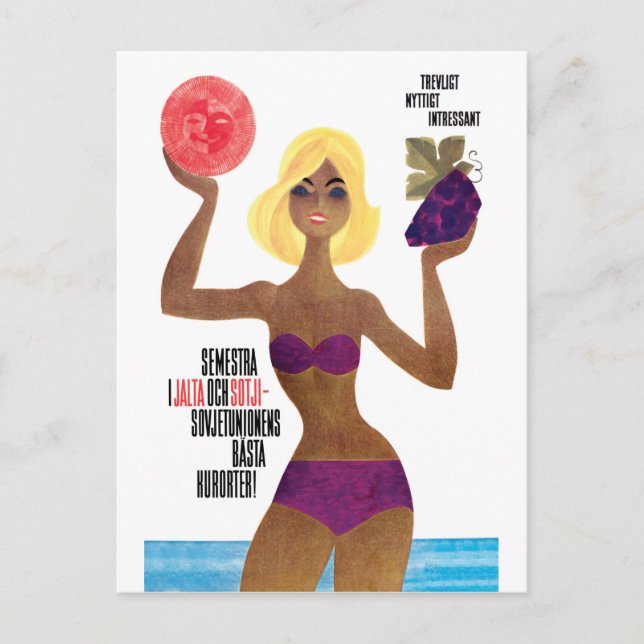 Cartão Postal Rapariga em Ialta e Sochi (Frente)