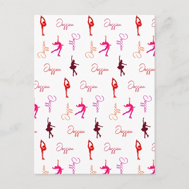 Cartão Postal Rapariga Figura Patinando Nome De Pele De Gelo Por (Frente)