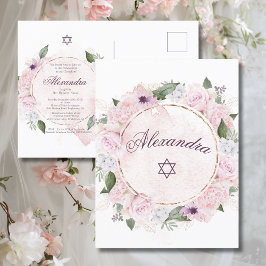 Cartão Postal Rapariga Judaica Rosa Rosada Estrela De David Conv