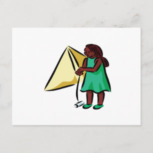 Cartão Postal Rapariga Kiting