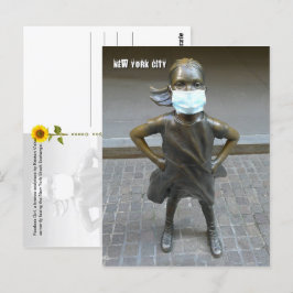 Cartão Postal Rapariga sem rosto vestindo uma máscara de rosto -