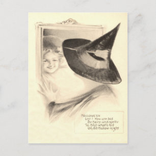 Cartão Postal Rapariga Witch Mirror