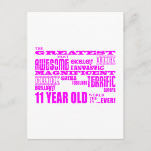 Cartão Postal Raparigas 11 de Aniversário: Rosa Maior 11 Anos