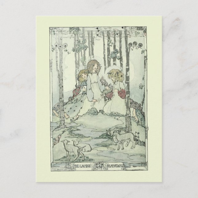 Cartão Postal Raparigas e lambidas por Jessie Marion King (Frente)