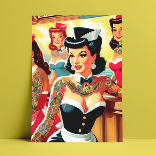 Cartão Postal Raparigas Retro Uniformes