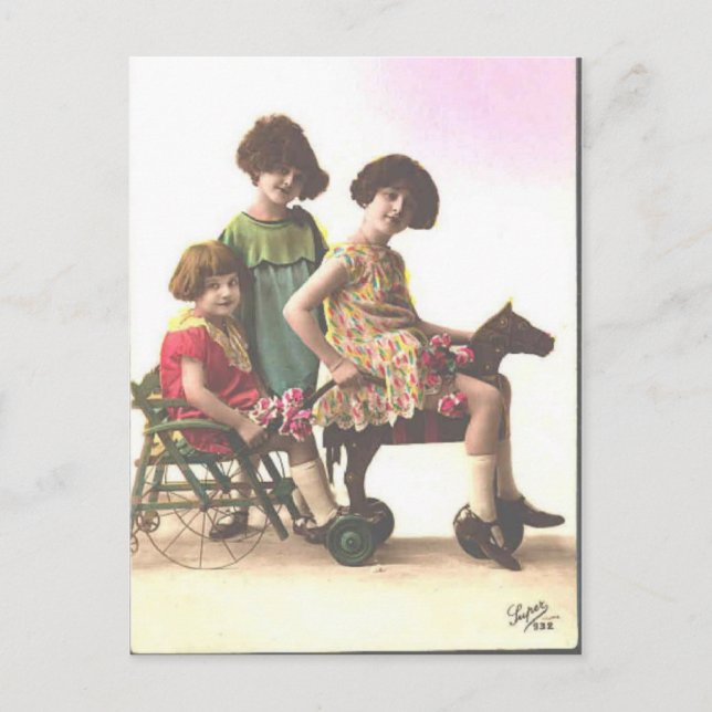 Cartão Postal raparigas vintage (Frente)