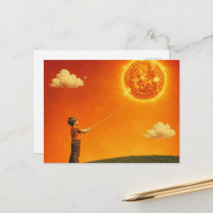 Cartão Postal Rapaz Retro Laça a Arte Surrealista do Sol
