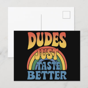 Cartão Postal Rapazes São Muito Mais Saborosos Arco-íris Orgulho