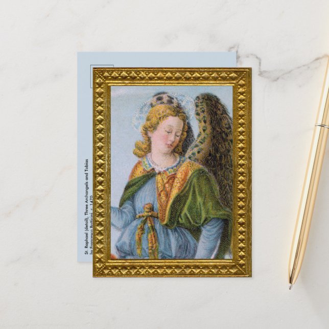 Cartão Postal Raphael the Archangel (pormenor; M 017) (Frente/Verso In Situ)