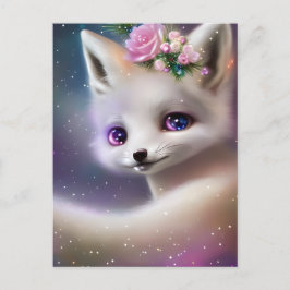 Cartão Postal Raposa Bebê Branca
