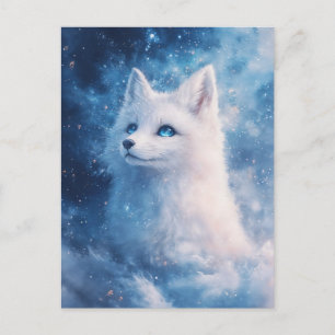 Cartão Postal Raposa Branca Celestial em Nebulosa Estelar