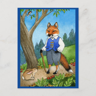 Cartão Postal Raposa-branca, conto de fadas de coelho