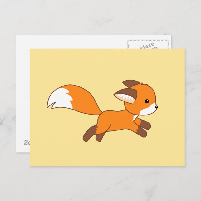 Cartão Postal Raposa Correndo Fofa (Frente/Verso)