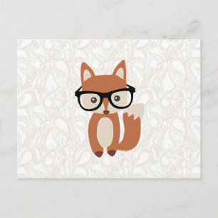 Cartão Postal Raposa hipster com óculos