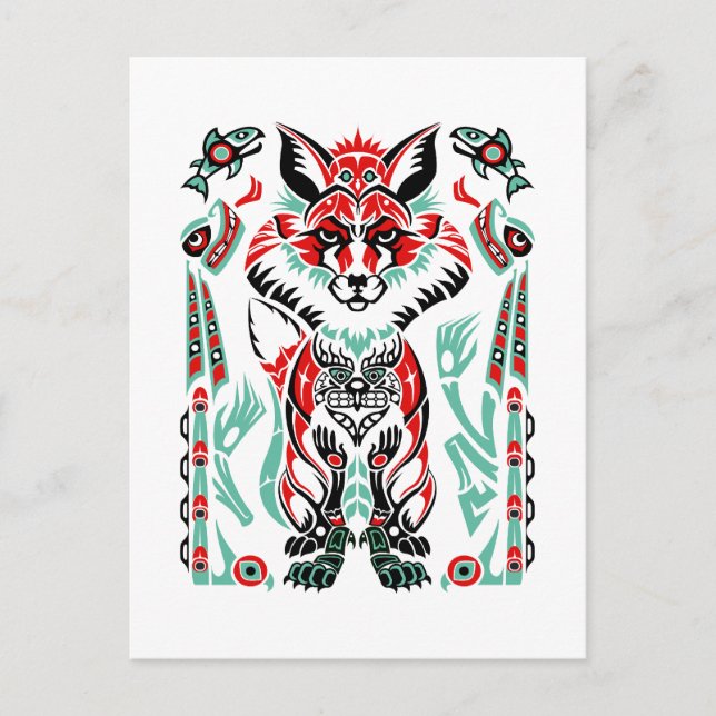 Cartão Postal Raposa Nativa Ameríndia da Costa Norte do Pacífico (Frente)