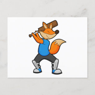 Cartão Postal Raposa no críquete com taco de críquete