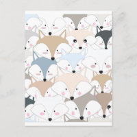 Raposa ou padrão de lobo fofo de desenho animado e