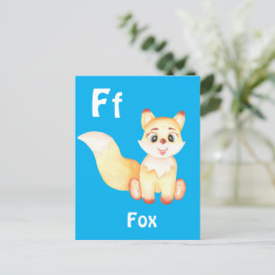Cartão Postal Raposa personalizar ABC: Letra F - Adicione Seu No