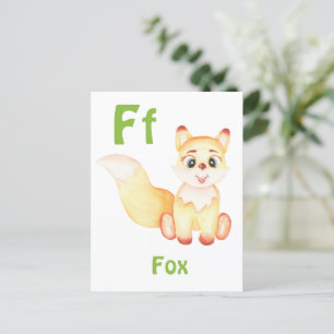 Cartão Postal Raposa personalizar ABC: Letra F - Adicione Seu No