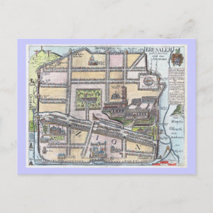 Cartão Postal Raros mapas antigos restaurados de Jerusalém