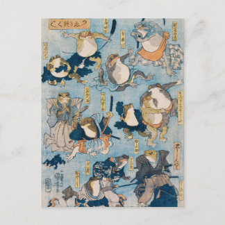 Cartão Postal Rãs Kabuki Famosas - Kuniyoshi