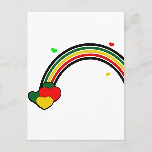 Cartão Postal Rasta Arco-íris e Corações (Frente)