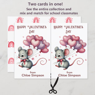 Cartão Postal Rato bonito com Namorados de Balões