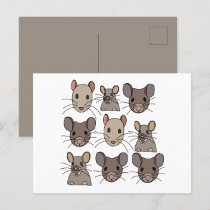 Cartão Postal Rato Camundongo Ratos