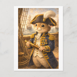 Cartão Postal Rato de carreira como almirante naval