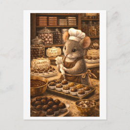 Cartão Postal Rato de carreira na loja de chocolate