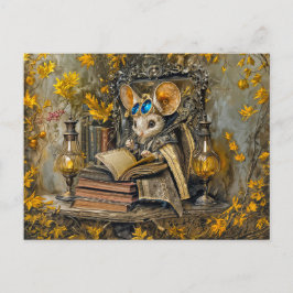 Cartão Postal Rato de leitura steampunk