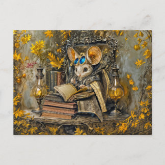 Cartão Postal Rato de leitura steampunk