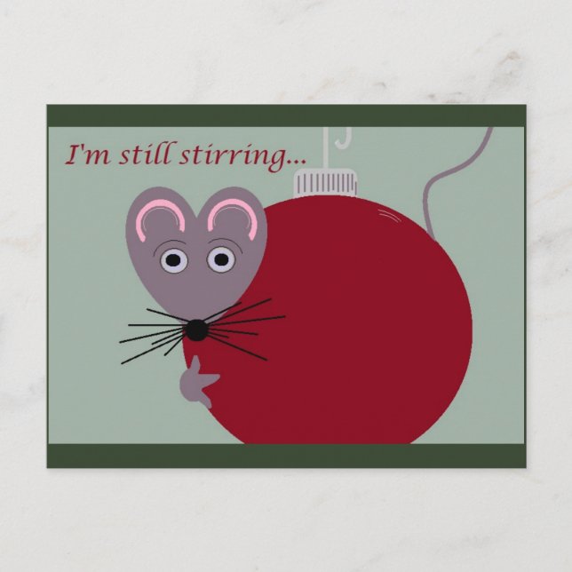 Cartão Postal Rato de Natal com enfeite ainda está se mexendo (Frente)