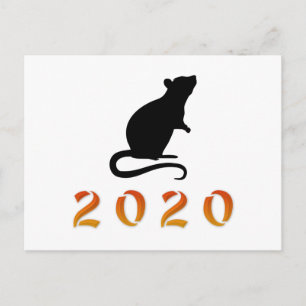 Cartão Postal Rato do Ano Novo Chinês 2020