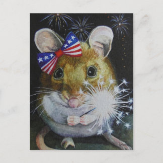 Cartão Postal Rato do Dia da Independência N.º 1 Arte por Aquare