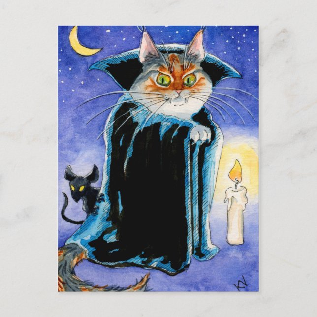 Cartão Postal Rato Gato Gato Gato Gato Vampiro Nosferatu Hallowe (Frente)