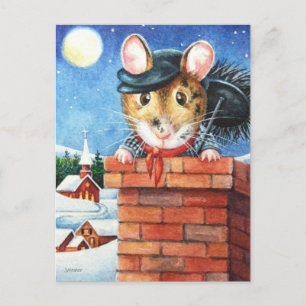 Cartão Postal Rato limpador de chaminés de Natal de Dickens Arte