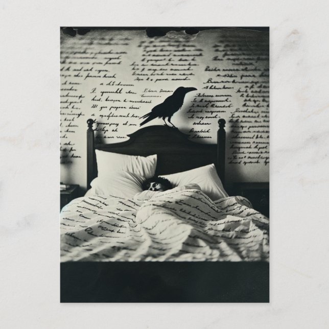 Cartão Postal Raven Assiste Poe Dormindo (Frente)