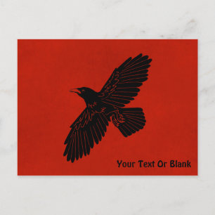 Cartão Postal Raven Em Vermelho